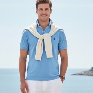 Polo Ralph Lauren Light Blue Short Sleeve Polo Shirt - Size Large